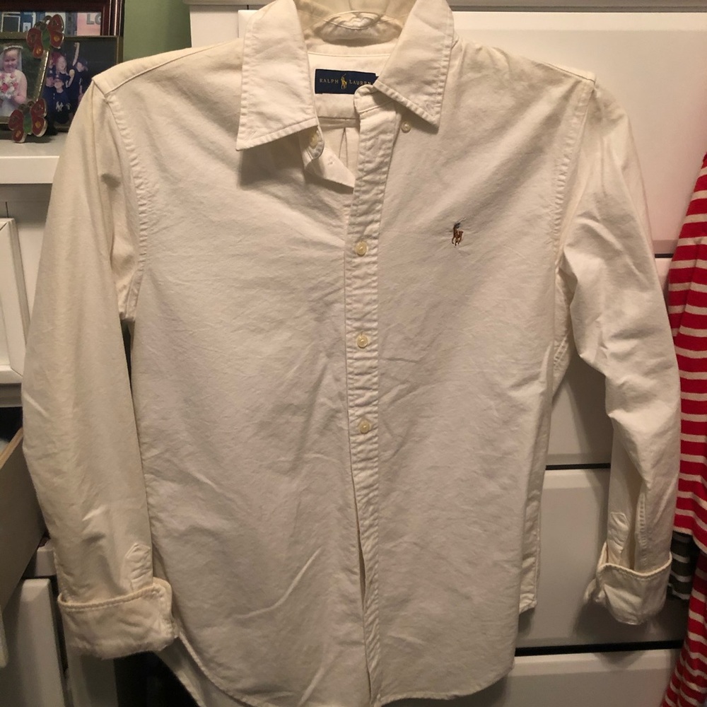 Small Ralph Lauren white button down Oxford shirt